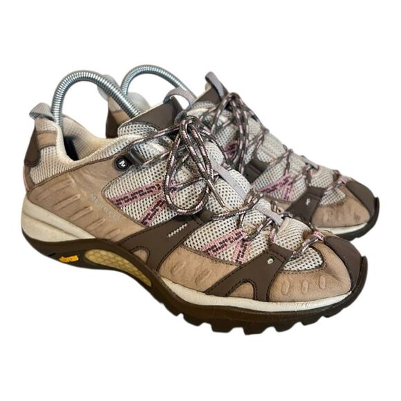 Merrell | Women’s Pink Beige Vibram Waterproof Hiking Sneaker 8 - Picture 1 of 9